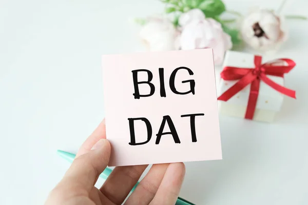 Big Data Texte Avec Homme Tenant Note Avec Texte — Photo