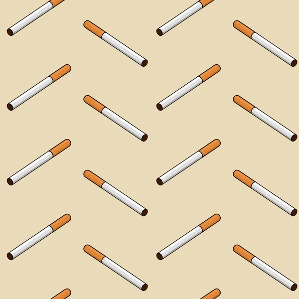 Cigaretta Varrat Nélküli Minta Vektor Illusztráció Fekete Körvonallal — Stock Vector