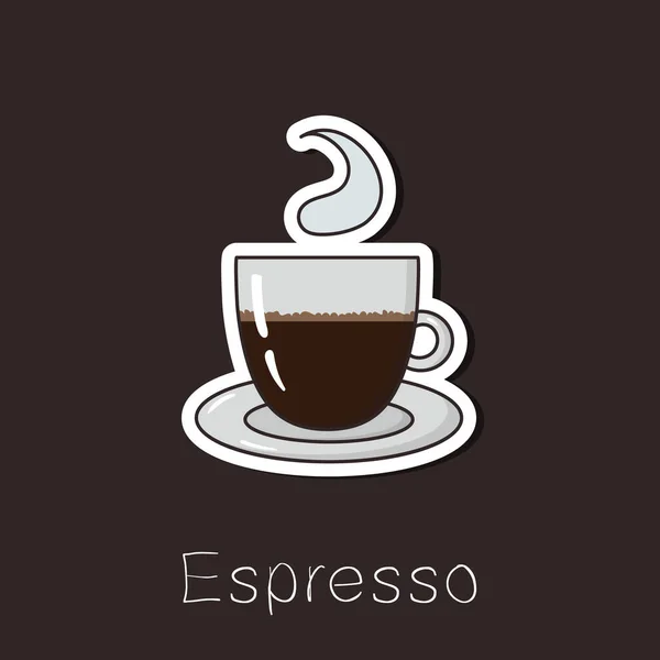 Café Espresso Caliente Una Taza Vidrio Ilustración Vector Plano Para — Vector de stock