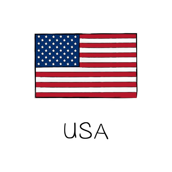 Флаг Соединенных Штатов Америки Подписью Графическим Элементом Ручная Рисованная Векторная — стоковый вектор