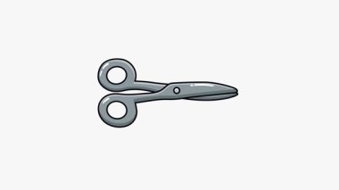 Işık nötr bir arkaplan üzerinde açılıp kapanan kusursuz bir makas 4K döngüsü. DIY, craft, education, design, cut concept ve motion graphics projeleri için temiz minimal çizgi animasyonu mükemmel.