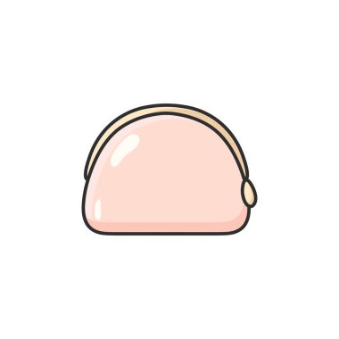 Pastel doodle makyaj çantası vektör ikonu temiz bir illüstrasyonla. Güzellik, yaşam tarzı, seyahat ve kişisel bakım projeleri, web tasarımı, uygulamalar ve grafik tasarımı için güzellik organizatörü veya küçük cüzdan sembolü.