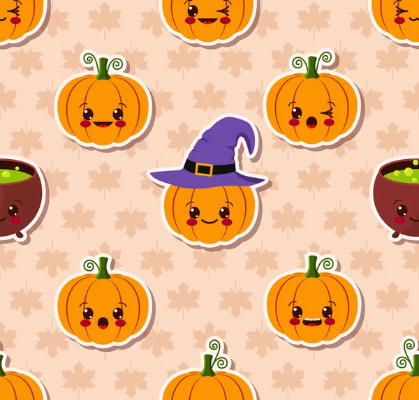 Patrón sin costura Kawaii Halloween — Vector de stock