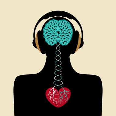 Man silhouette with brain and heart