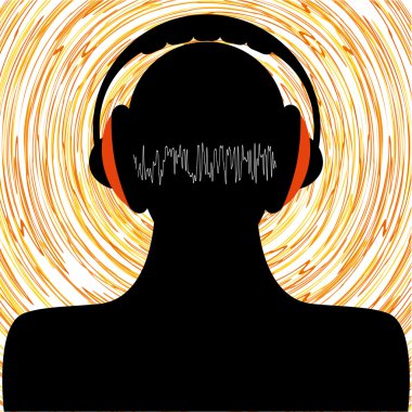 Adam siluet kulaklıklar ile