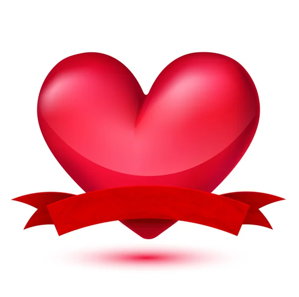 Coeur rouge avec bannière — Image vectorielle