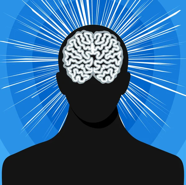 Man silhouette with brain — Stock Vector