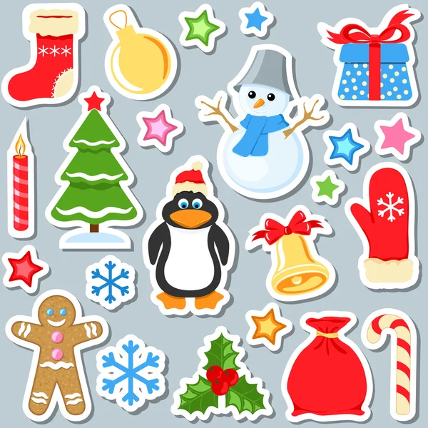 Set of christmas stickers — Stock Vector