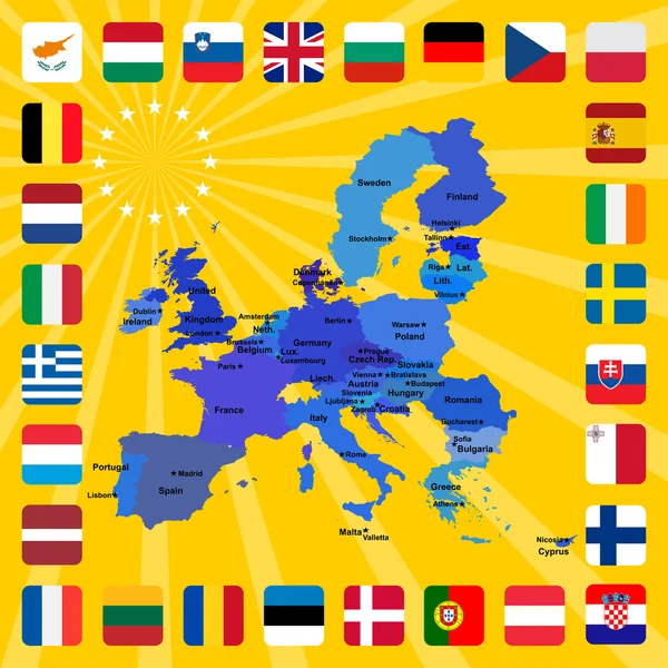 28 Ikonen der Europäischen Union — Stockvektor