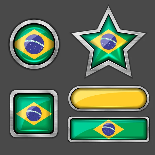 Iconos de bandera de Brasil — Vector de stock