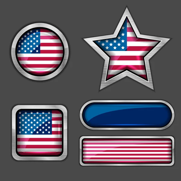 USA flag icons — Stock Vector