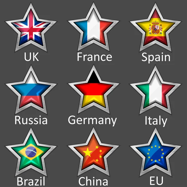 Ícone de estrelas com bandeiras — Vetor de Stock