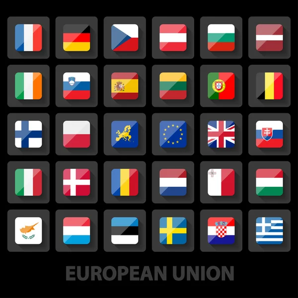 Conjunto de iconos de banderas de la Unión Europea — Vector de stock