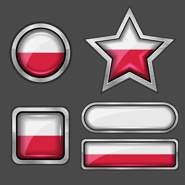 Poland flag icons — Stock Vector