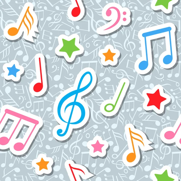 Pattern with music notes and stars vector — Stock Vector