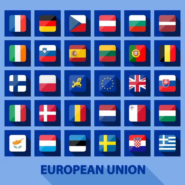 Conjunto de iconos de banderas de la Unión Europea — Vector de stock