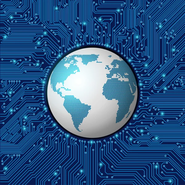 Telaio circuito stampato con globo — Vettoriale Stock