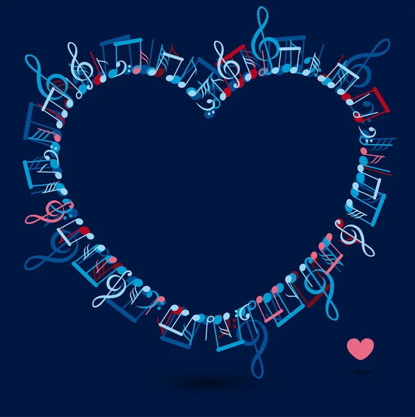 Heart frame with colorful music notes — Stock Vector