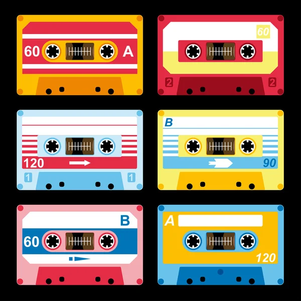 Set of audio cassettes — Stock Vector