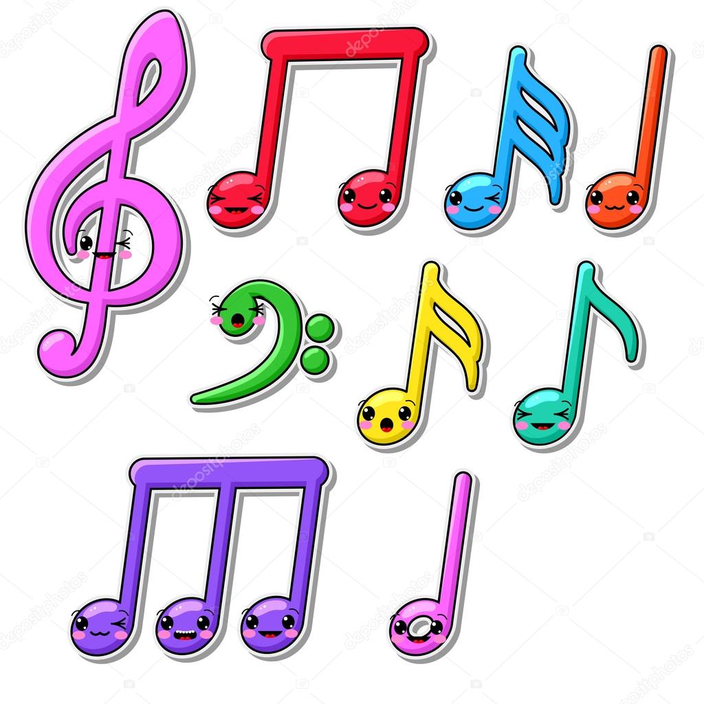 Collection of kawaii music notes