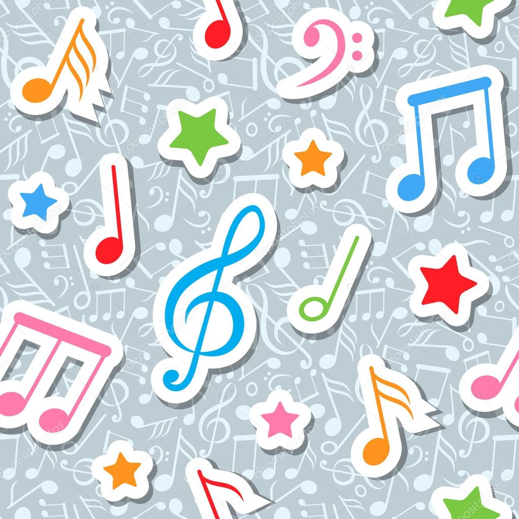 Pattern with music notes and stars vector