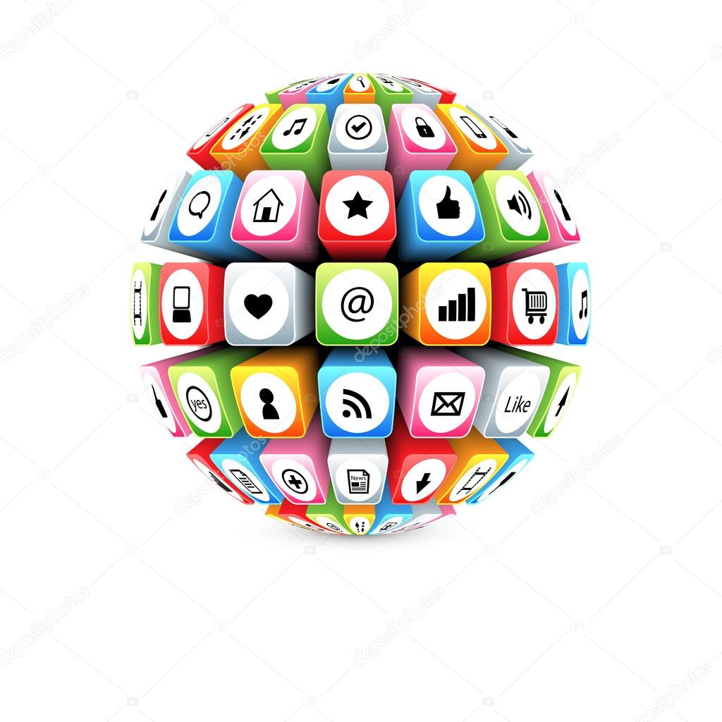 Ball with social media icons