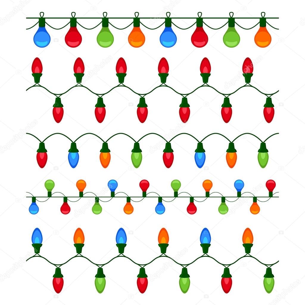 Set of colorful Christmas light bulbs for use as brushes