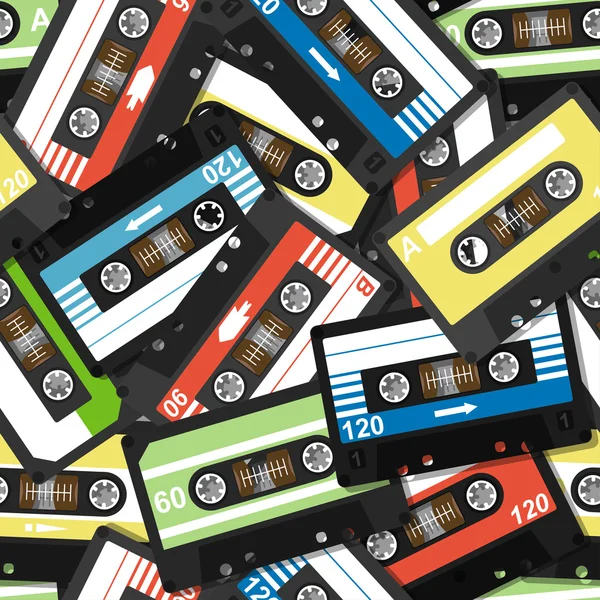 Naadloze patroon met oude cassettes — Stockvector