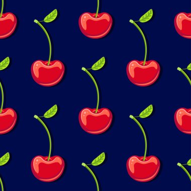 koyu mavi zemin üzerine kiraz ile Seamless Modeli