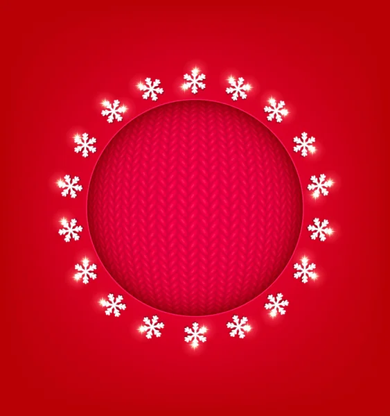 Red Christmas Background with round frame — Stock Vector