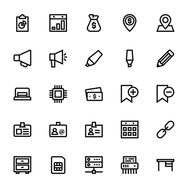 Disposition Ikoner För Företag Kontor Och Internet — Stock vektor