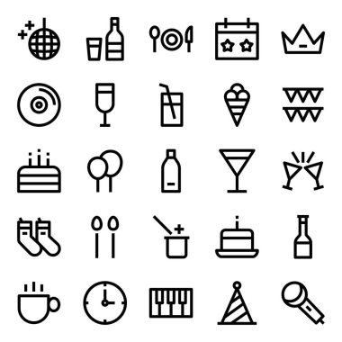 Kutlama & partisi için özet simgeleri.