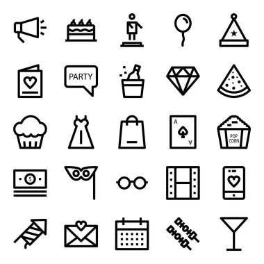 Kutlama & partisi için özet simgeleri.