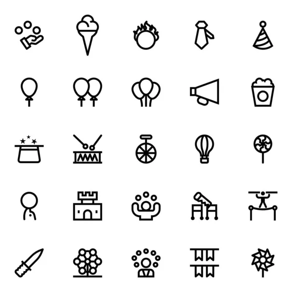 Outline Icons Circus — Stock Vector