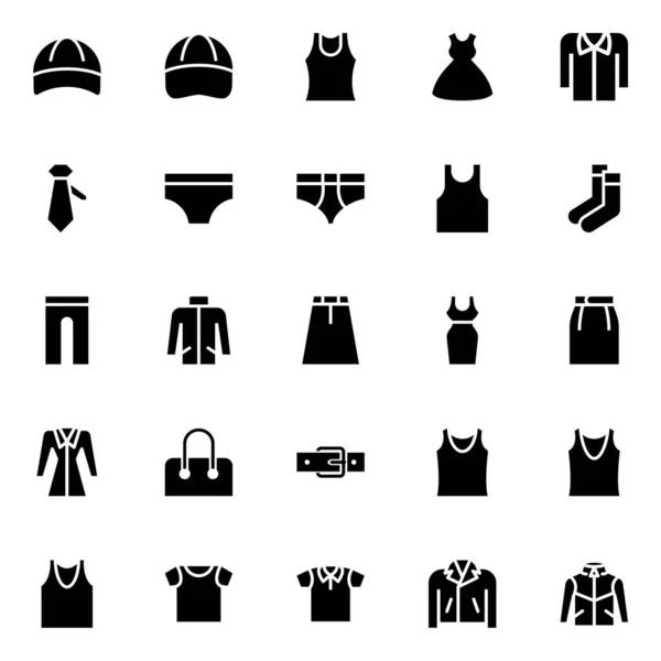 Glyph Icons Clothes — Stock Vector