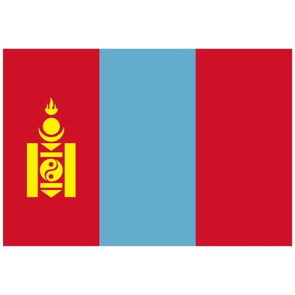 Nationalflagge Der Mongolei Flachfarbiges Symbol — Stockvektor