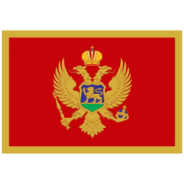 Nationalflagge Von Montenegro Symbol Mit Flacher Farbe — Stockvektor