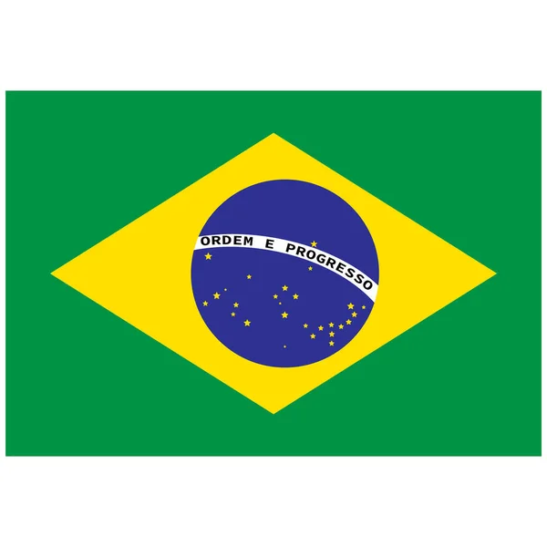 Bandera Nacional Brasil Icono Color Plano — Vector de stock