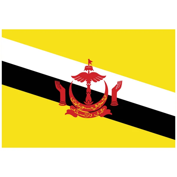 Nationale Vlag Van Brunei Vlakke Kleur Pictogram — Stockvector