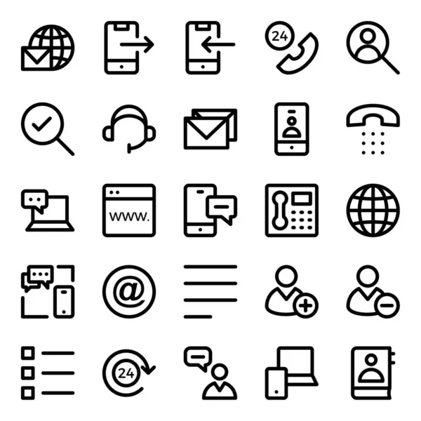 Overzicht Pictogrammen Voor Contact Met Ons — Stockvector