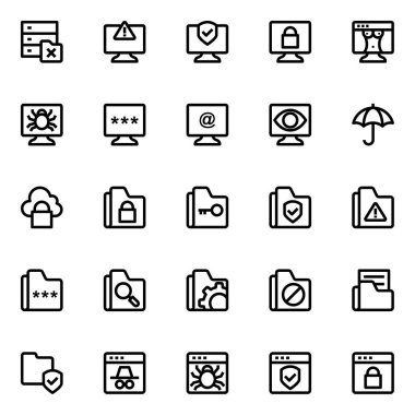 Siber güvenlik için özet simgeleri.