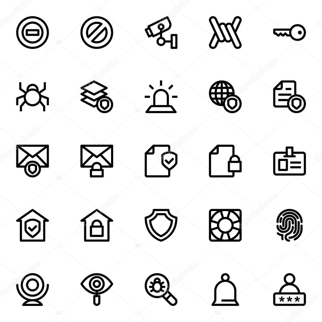 Outline icons for cyber security.