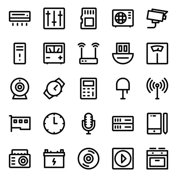 Outline Icons Electronics — Stock Vector