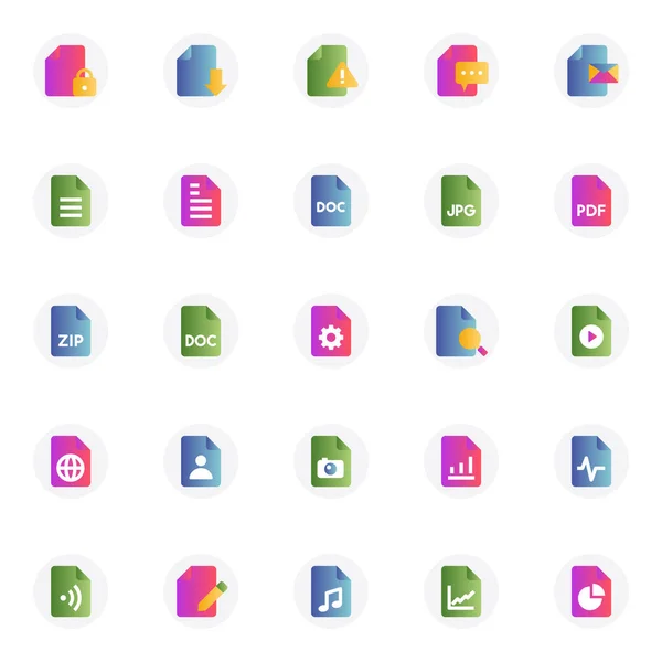 Градиентные Цветные Иконки Файлов Папок — стоковый вектор