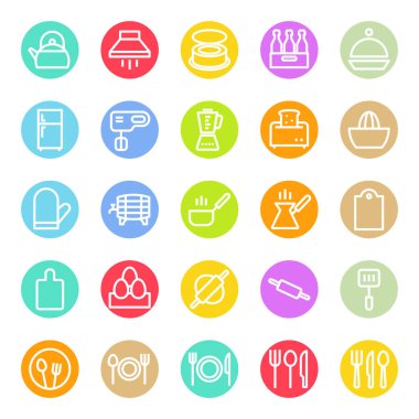 Yiyecek için çember renk özet simgelerini çiz.