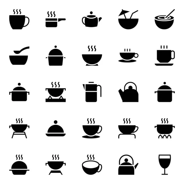 Iconos Glifos Para Comida — Archivo Imágenes Vectoriales