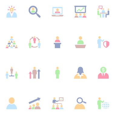 İnsan kaynakları için düz renk simgeleri.
