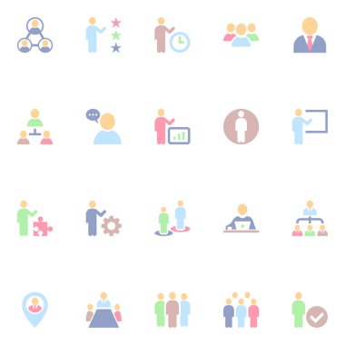 İnsan kaynakları için düz renk simgeleri.