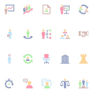 İnsan kaynakları için düz renk simgeleri.