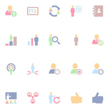 İnsan kaynakları için düz renk simgeleri.